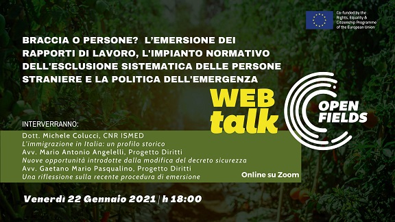 OpenFields progetto CRIC locandina incontro 22/01/21